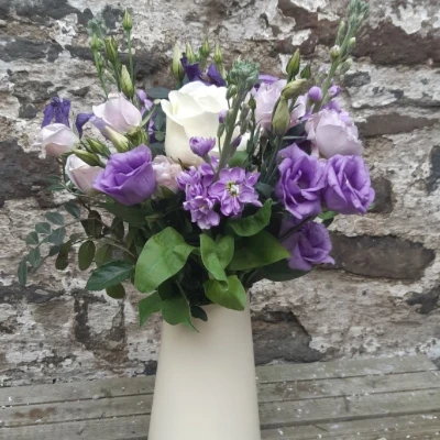 Eco Lilac Garden - Lilac shades of garden flowers displayed in one of our Eco Vases.