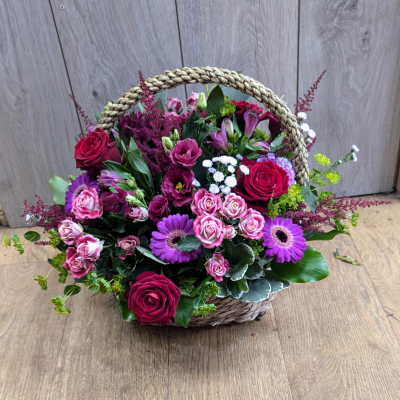 Luxurious basket - Choice flowers arranged in a basket make this vintage style, easy to care for design an ideal gift for any occasion.