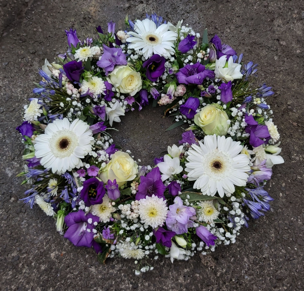 lilac and white wreath