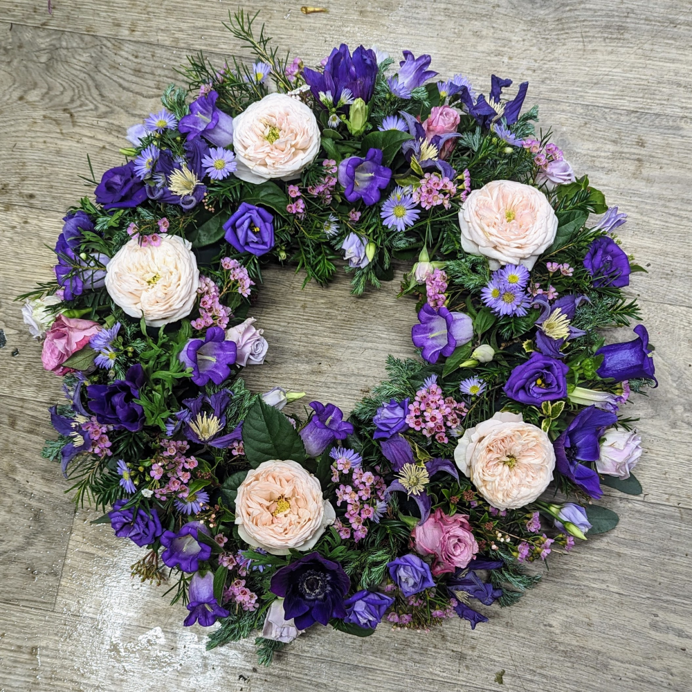 Purple and peach wreath